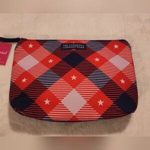 Red and Blue Plaid Cosmetic Pouch